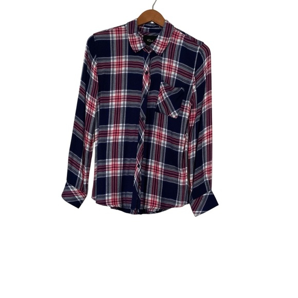 Rails Hunter Button Up Shirt XS Navy Rouge Cobalt  Plaid Western Cowgirl Boho - Picture 1 of 12